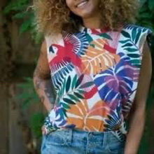 SIZE M FARM RIO Multi-Color Tops